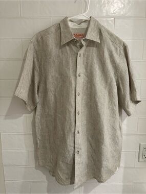 Inserch Mens 100% Linen Shirt & Trousers Pants Set Beige Relaxed Fit Large 34